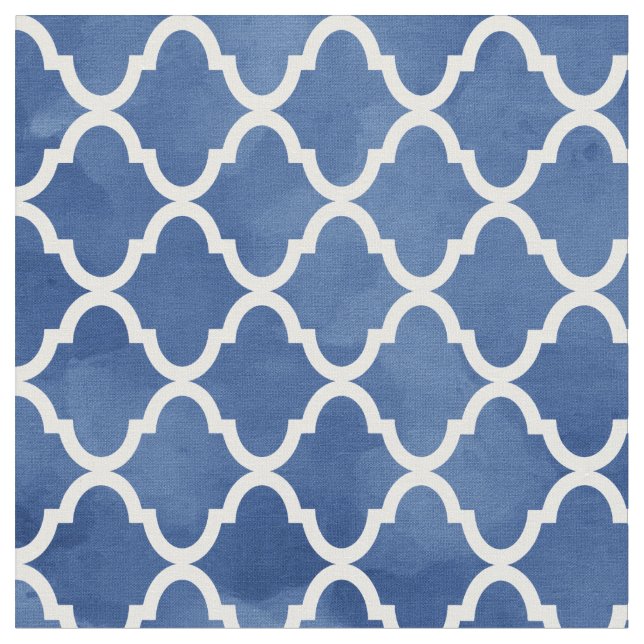 Elegant mörk - blåttvattenfärgQuatrefoil mönster Tyg (Närbild)