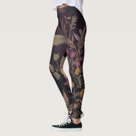 elegant mörk-blomman mönster leggings
