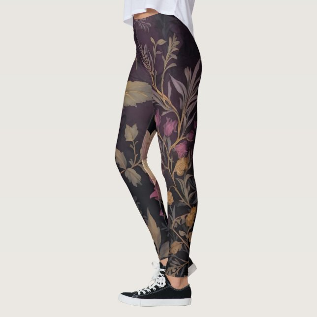 elegant mörk-blomman mönster leggings (Vänster)