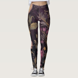 elegant mörk-blomman mönster leggings