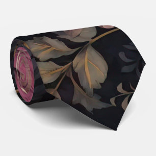 elegant mörk-blomman mönster slips