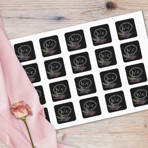 Elegant Mörk Blommig Kaskad Svart Vinröd Fyrkantigt Klistermärke