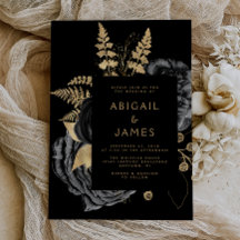 Elegant Mörk Blommig Svart Guld Bröllop