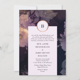 Elegant Mörk Blommigt Boho Fantasy Ro Guld Inbjudningar