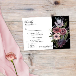 Elegant Mörk Blommigt Cascade Black Burgundy OSA C Kort