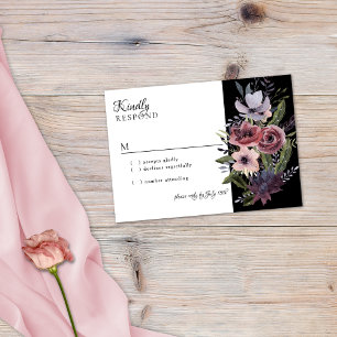 Elegant Mörk Blommigt Cascade Black Burgundy OSA Kort