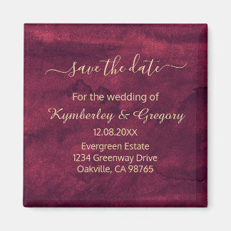 Elegant Mörk Burgundergul Accent Spara Datum Magnet