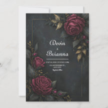 Elegant Mörk Burgunderros Förgylld Blad Bröllop