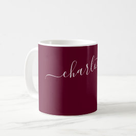 Elegant Mörk Burgundy Färg Namn Personlig Kaffemugg