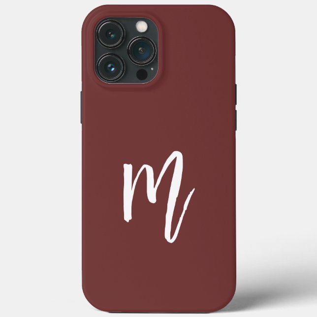 Elegant mörk burgundy Monogram Calligraphy simple (Baksida)