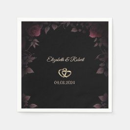 Elegant Mörk Burgundy Ro Black Bröllop Pappersservett