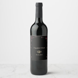 Elegant Mörk Burgundy Ro Black Bröllop Vinflaska Etikett