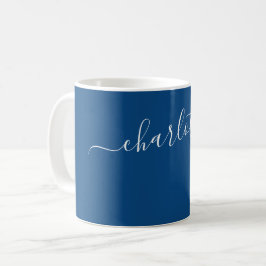 Elegant mörk cerulean färgnamn personlig kaffemugg
