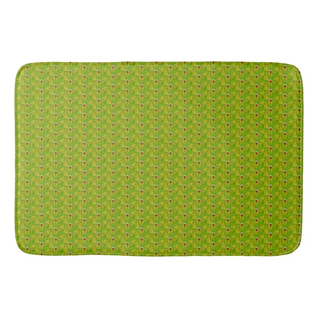 Elegant mörk chartreuse grön blommig mönster badrumsmatta (Framsidan)