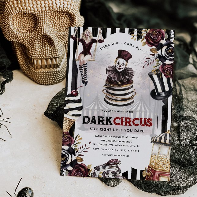 Elegant Mörk Cirkus Halloweenfest Inbjudningar (Skapare uppladdad)