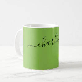 Elegant mörk citronlimefärg Namn Personlig Kaffemugg