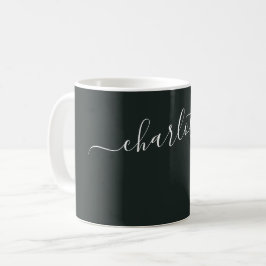 Elegant mörk djungelgrön färg namn personlig kaffemugg