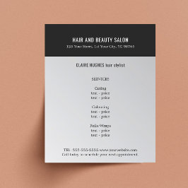 Elegant Mörk Falsk Silver Svart Skönhetssalong Flygblad