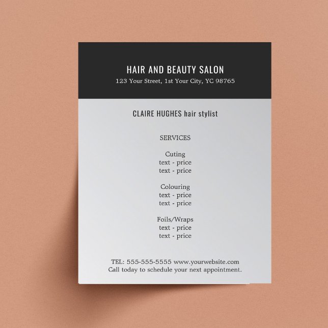 Elegant Mörk Falsk Silver Svart Skönhetssalong Flygblad (Skapare uppladdad)