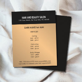 Elegant Mörk Faux Guld Black Beauty Salon Flygblad