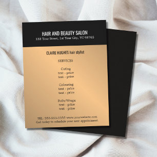 Elegant Mörk Faux Guld Black Beauty Salon Flygblad