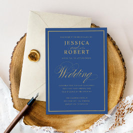 Elegant Mörk Faux Guld Gräns Bröllop Inbjudningar