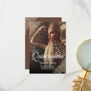 Elegant mörk foto Quinceañera presentförpackning Tack Kort