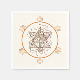 Elegant Mörk Golden Brass Färg judisk stjärna Pappersservett