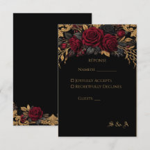 Elegant mörk gotisk bröllop RSVP-kort