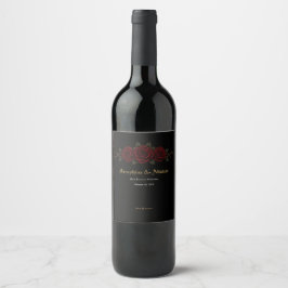 Elegant mörk gotisk bröllopsflasketikett för vin vinflaska etikett