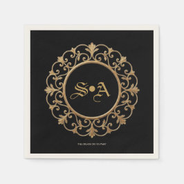 Elegant mörk gotisk bröllopsservett pappersservett