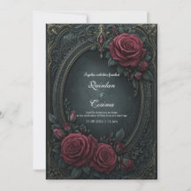 Elegant Mörk Gotisk Burgunderros Oval Bröllop