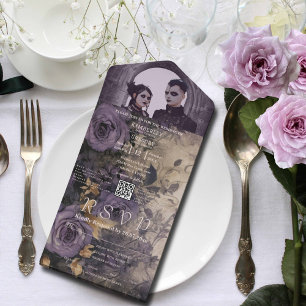 Elegant Mörk Gotisk Lila Ros Foto QR-kod