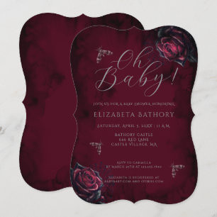 Elegant mörk gotisk ros fjäril baby shower inbjudningar