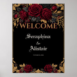 Elegant mörk gotisk välkomstskylt för bröllop poster