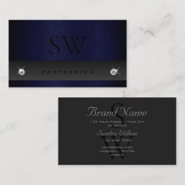 Elegant Mörk Grått Blue Snake Mönster med Monogram Visitkort