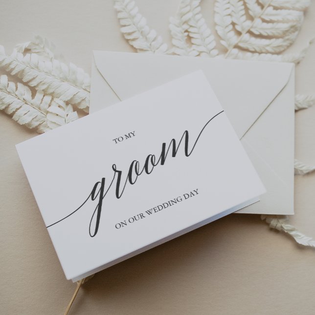 Elegant Mörk Grått Calligraphy to My Groom Kort (Elegant Dark Gray Calligraphy To My Groom Card)