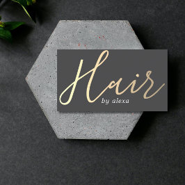 Elegant Mörk Grått Golden Bold Hair Stylist Visitkort