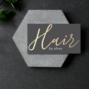 Elegant Mörk Grått Golden Bold Hair Stylist Visitkort