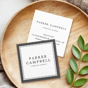 Elegant mörk grått gräns professionell minimalist fyrkantigt visitkort
