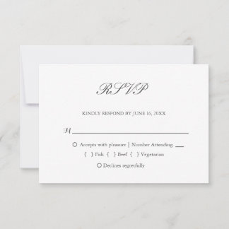 Elegant mörk grått- vit typografi bröllop OSA kort
