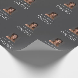 Elegant Mörk Grått White Photo Script Namn Presentpapper
