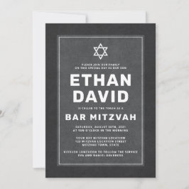 Elegant mörk grått White Star of David pub mitzvah Inbjudningar