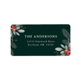 Elegant Mörk grönt återresa till jul Greenery Adressetikett