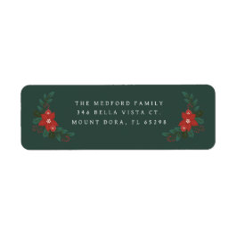 Elegant Mörk grönt Blommigt Returadress jul Returadress Etikett