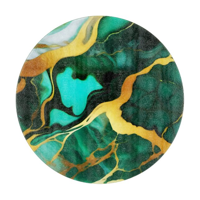 Elegant mörk grönt golden gult Faux Marble (Framsidan)