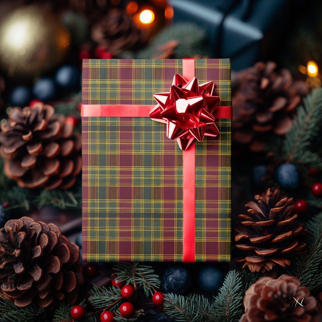 Elegant Mörk grönt Tartan - Klassisk Gult Play Presentpapper (Skapare uppladdad)