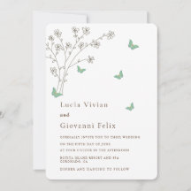 Elegant Mörk Guld Butterfly bröllopsinbjudan