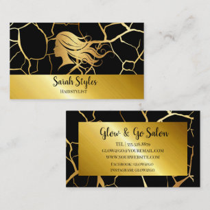 Elegant Mörk Guld Hairstylist Visitkort