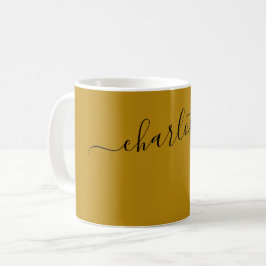 Elegant Mörk Guldstång Färg Namn Personlig Kaffemugg